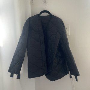 Oversized collarless quilted jacket vintage liner
